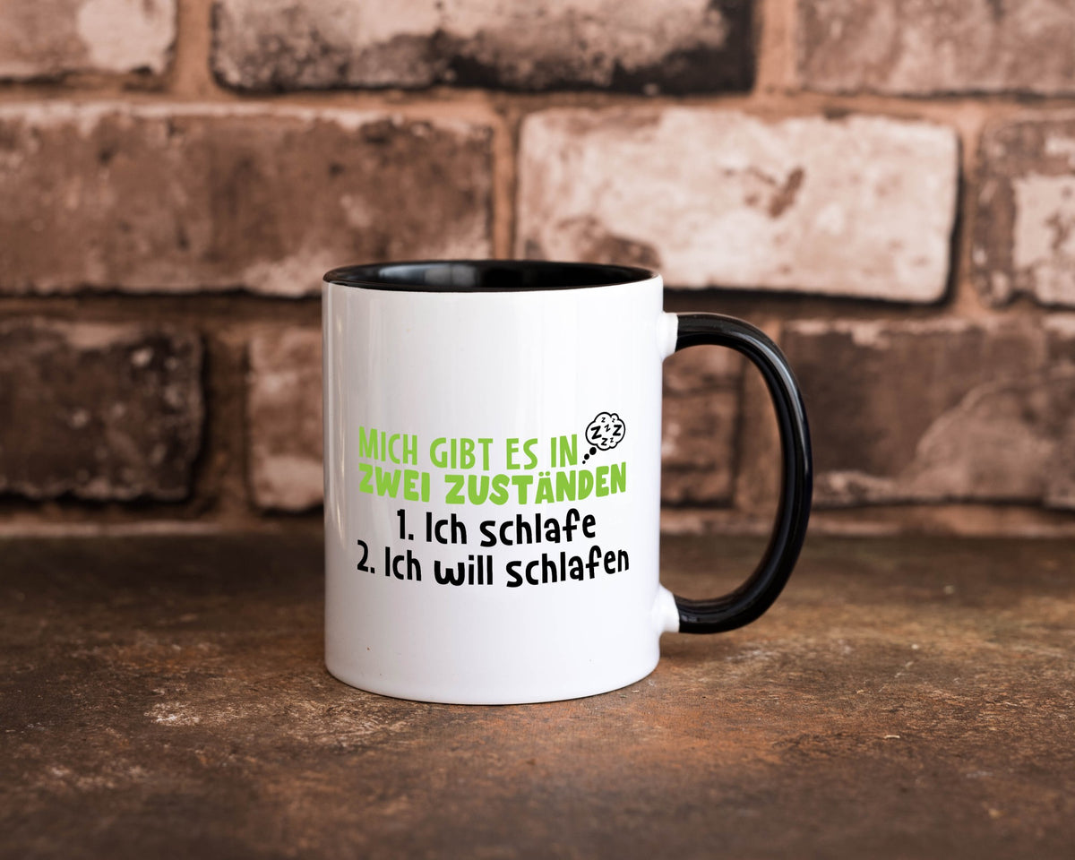 Zwei Zustände | Schlaf Faulpelz Schlafmütze Müdigkeit lustig Humor Geschenkidee Tasse