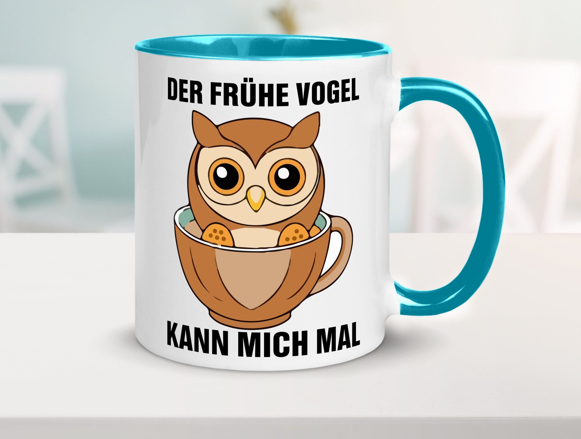Der frühe Vogel kann mich mal | Eule Morgenmuffel v2 lustiger Spruch Geschenk