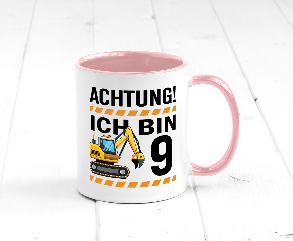 9 Geburtstag Ich bin | Bagger Junge lustiger Spruch Geschenk Geschenkidee Tasse