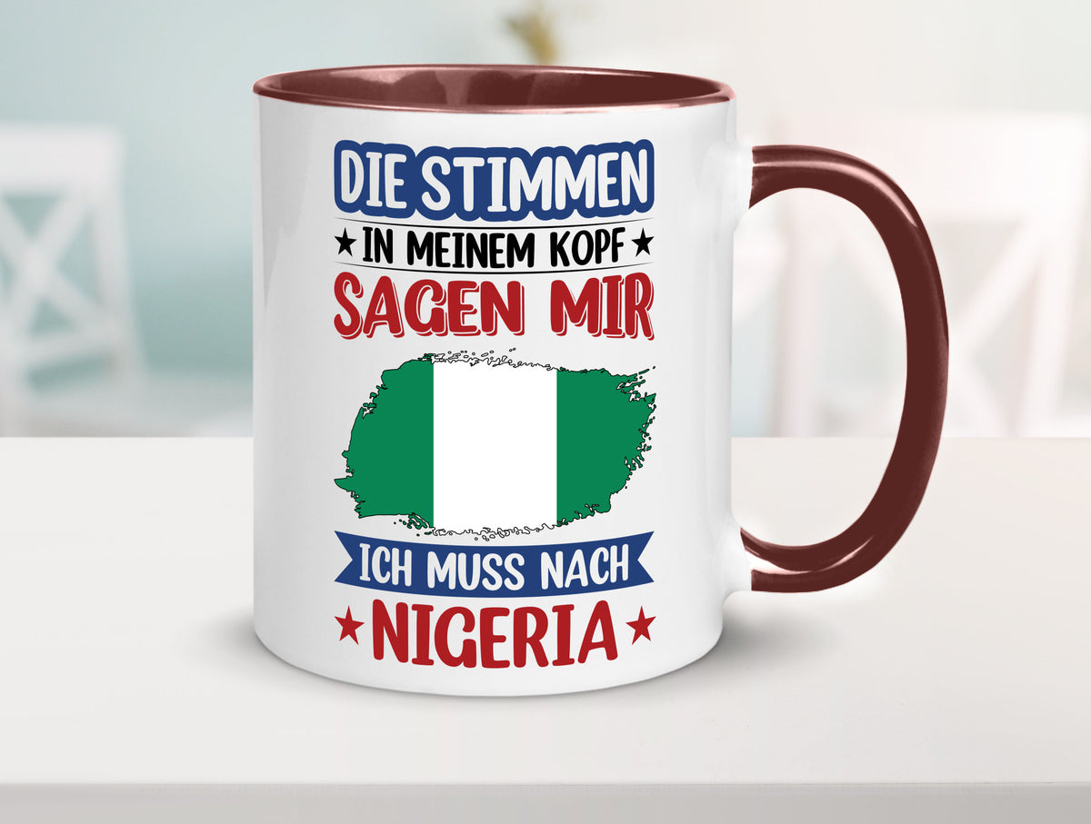 Nigeria | Urlaub Stimmen in meinem Kopf Traumland Geschenk Humor Geschenkidee Tasse