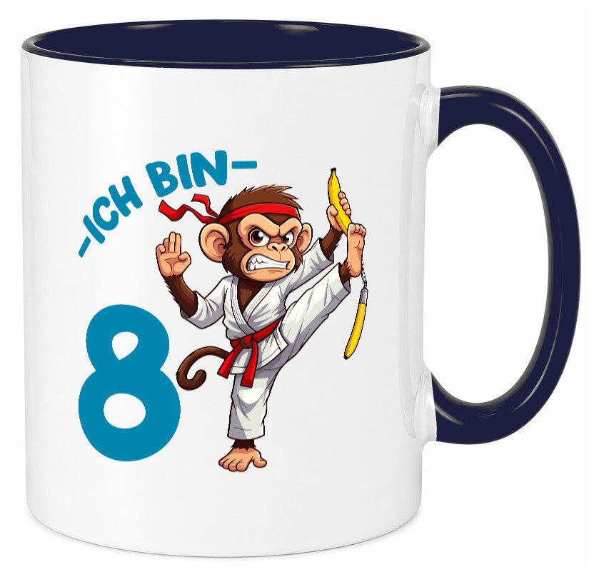 Ich bin 8 | 8. Geburtstag Karate Kampfsport Affe lustiger Spruch Geschenk Tasse