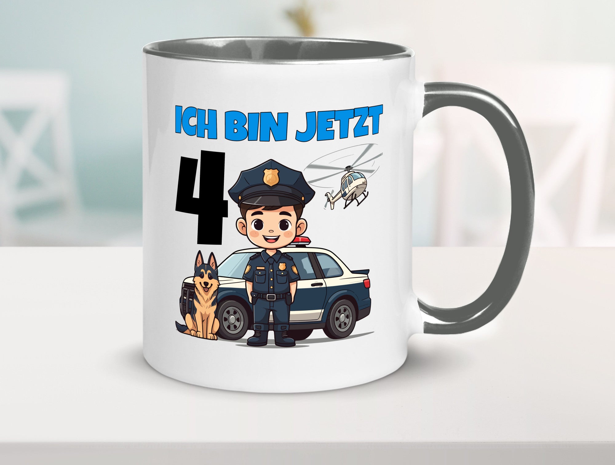 4. Geburtstag | 4 Jahre Polizei Kind Polizeiauto Humor Geschenkidee Tasse