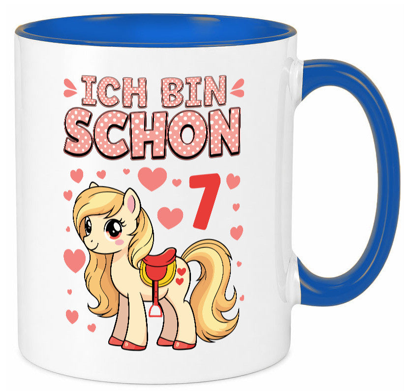 7. Geburtstag | 7 Jahre Mädchen Reiten Pony lustiger Spruch Geschenk Tasse