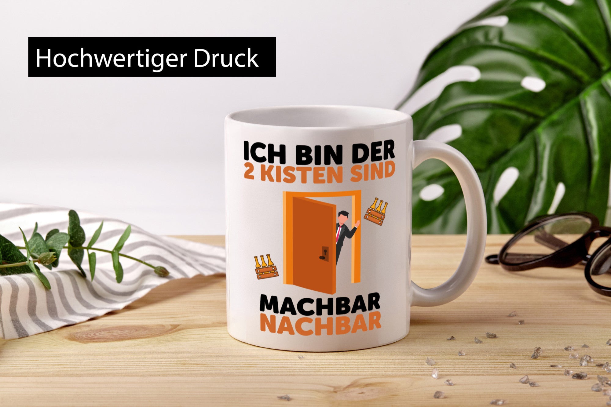 2 Kisten Bier | witziger Spruch Nachbar Einweihung Humor Geschenkidee Tasse