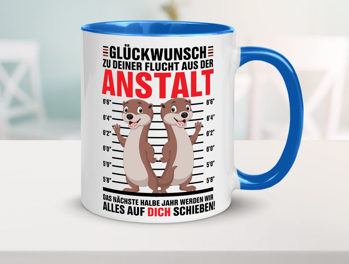Glückwunch zur Flucht | Jobwechsel Arbeitskollegen Geschenk Arbeit Kollegen Tasse