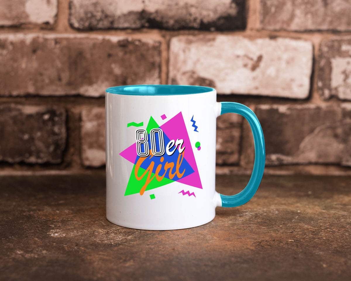 80er Girl - Jahre bunt + verrückt retro Humor Geschenkidee Tasse