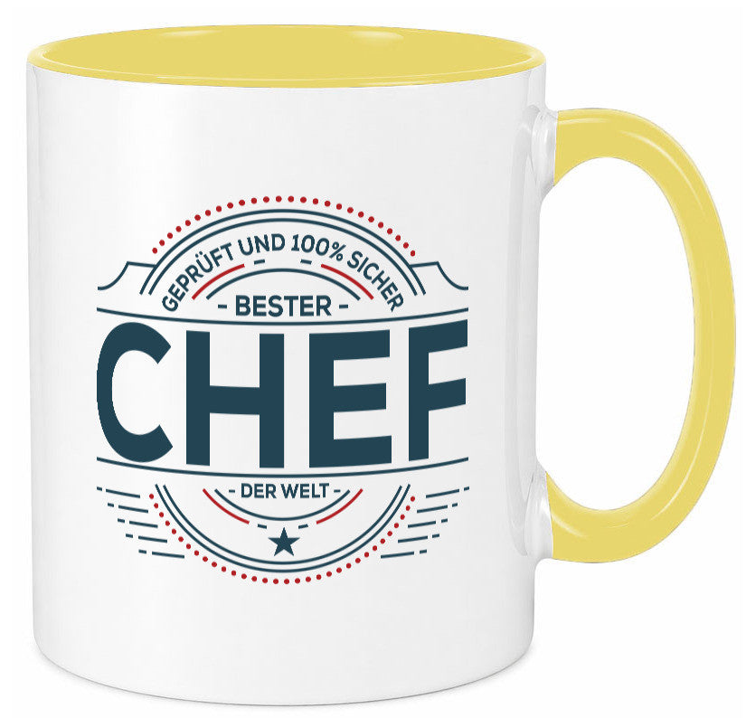 Geprüft und sicher: Chef | Führungskraft Vorgesetzter lustig Arbeit Kollegen Tasse