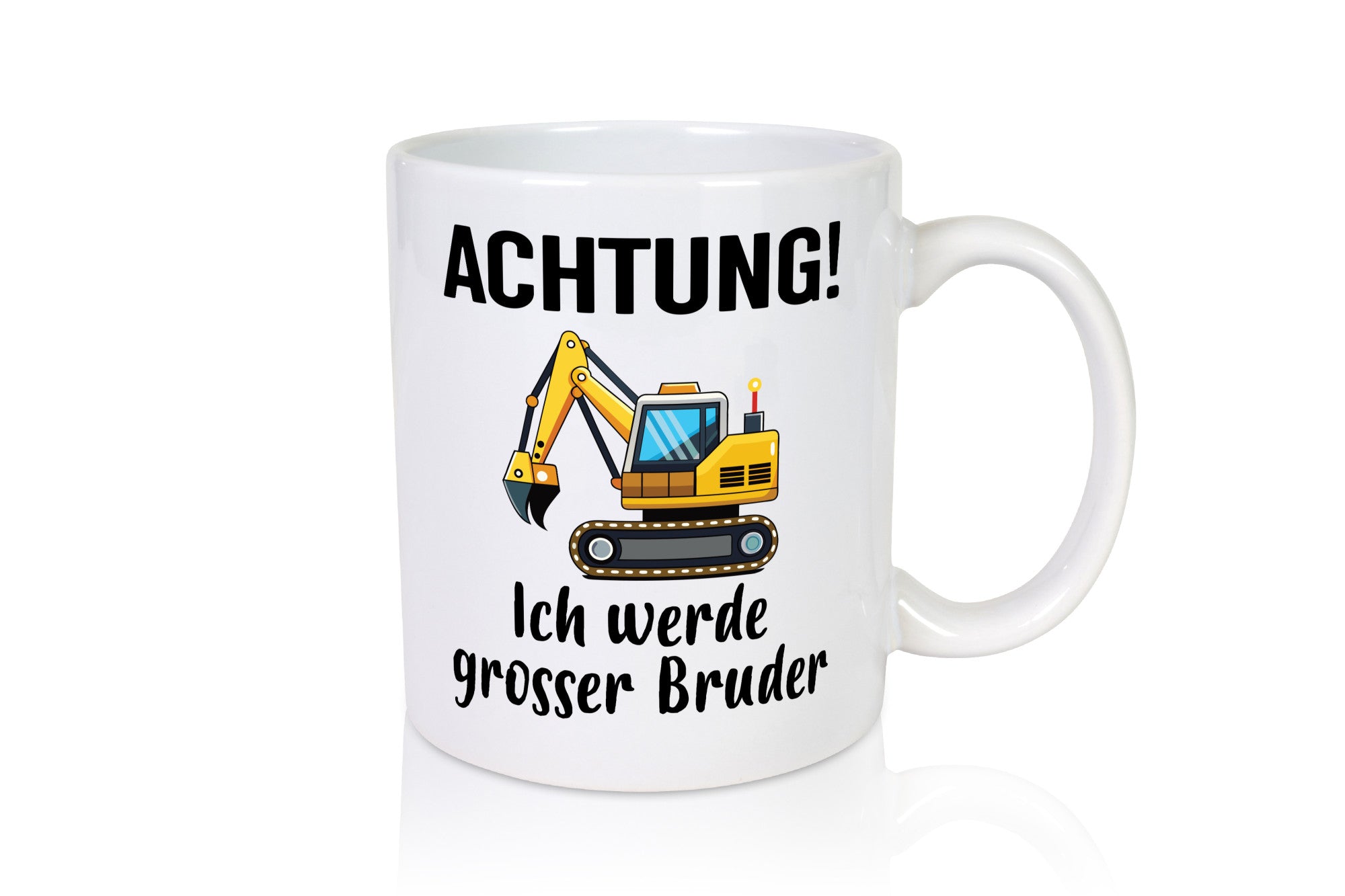 Achtung ich werde Großer Bruder | Bagger Geschwister Geschenkidee Humor Tasse