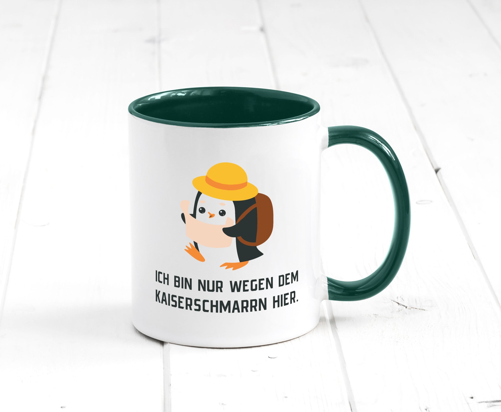 Ich bin nur wegen dem Kaiserschmarrn hier | Pinguin Geschenkidee Humor Tasse