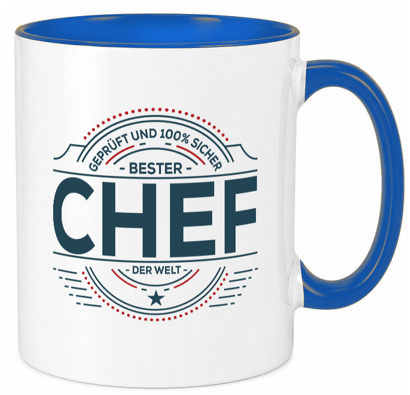 Geprüft und sicher: Chef | Führungskraft Vorgesetzter lustig Arbeit Kollegen Tasse