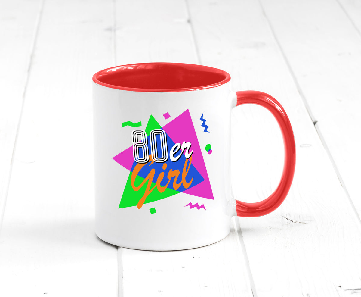 80er Girl - Jahre bunt + verrückt retro Humor Geschenkidee Tasse