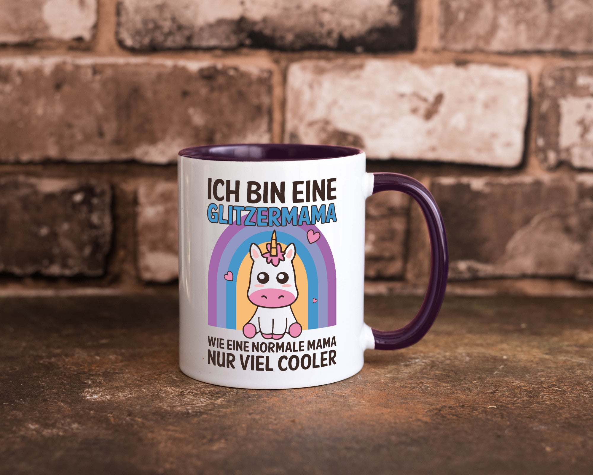Glitzermama, wie normal, nur cooler | Einhorn Geschenkidee Familie Humor Tasse