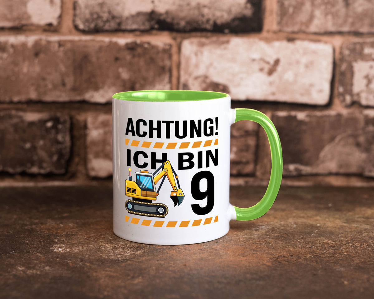 9 Geburtstag Ich bin | Bagger Junge lustiger Spruch Geschenk Geschenkidee Tasse