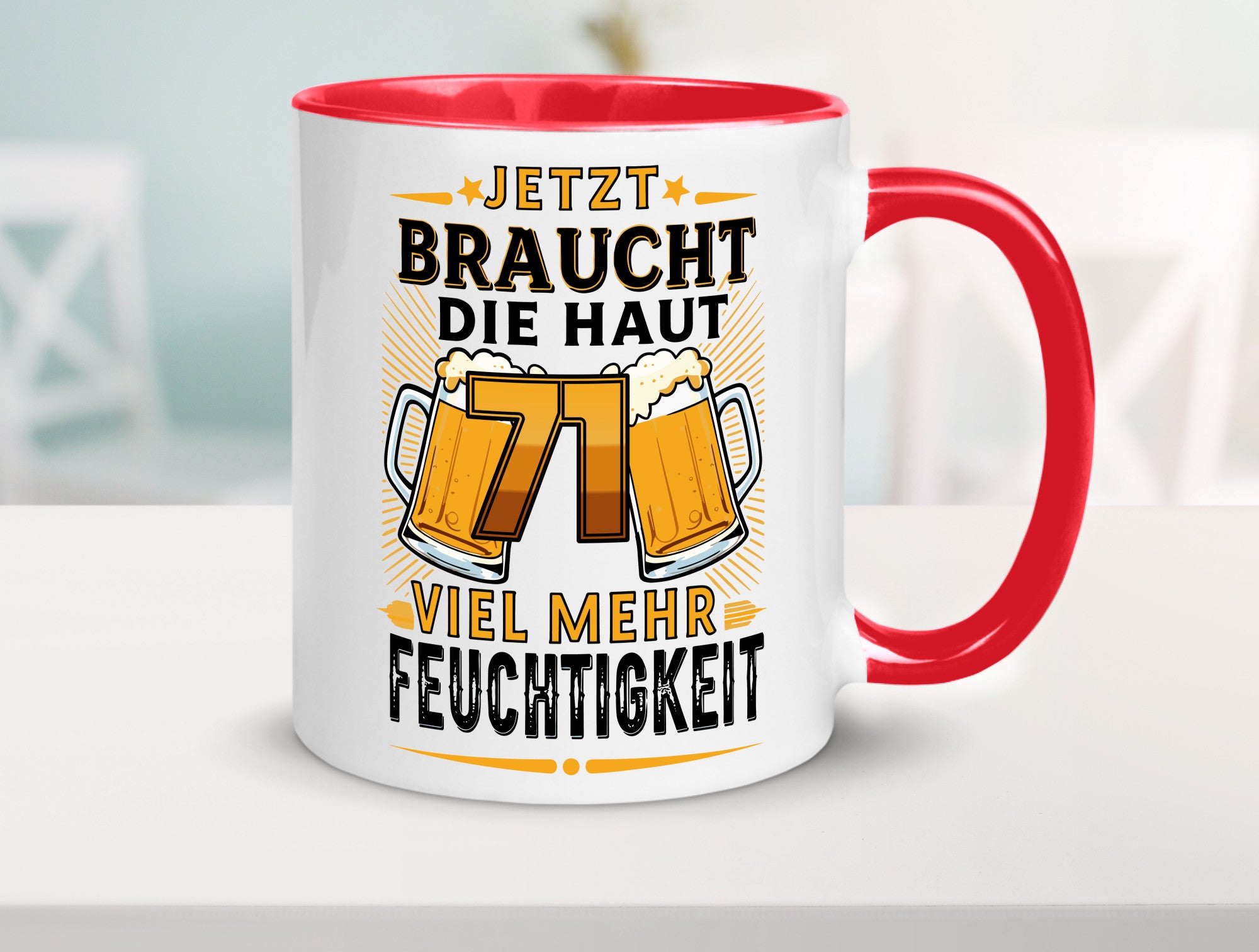 71 braucht die haut mehr Feuchtigkeit | 71. Geburtstag Geschenkidee Humor Tasse