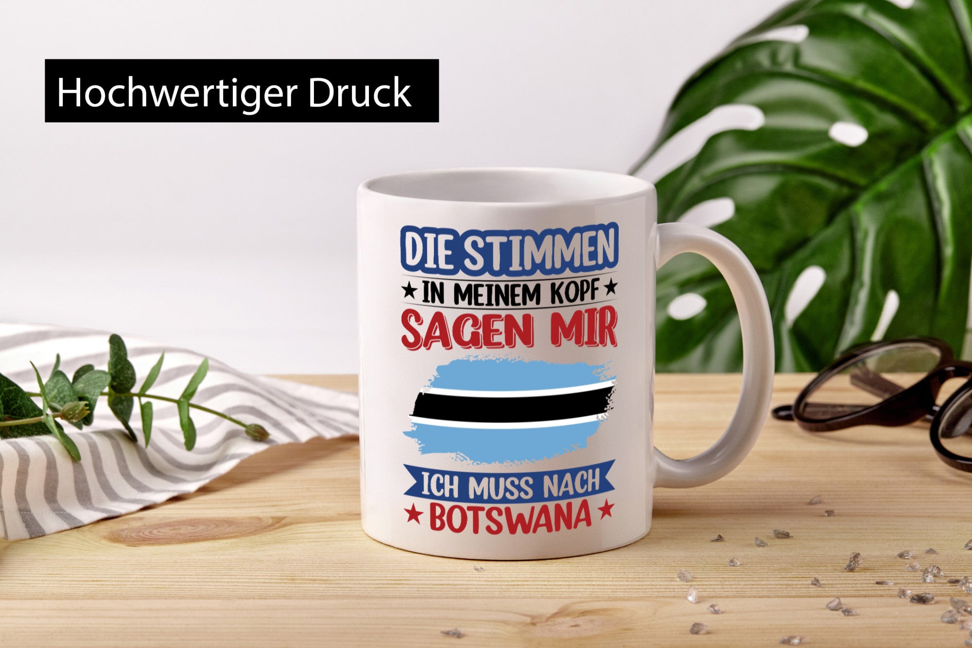 Botswana | Urlaub Stimmen in meinem Kopf Traumland Geschenkidee Humor Tasse