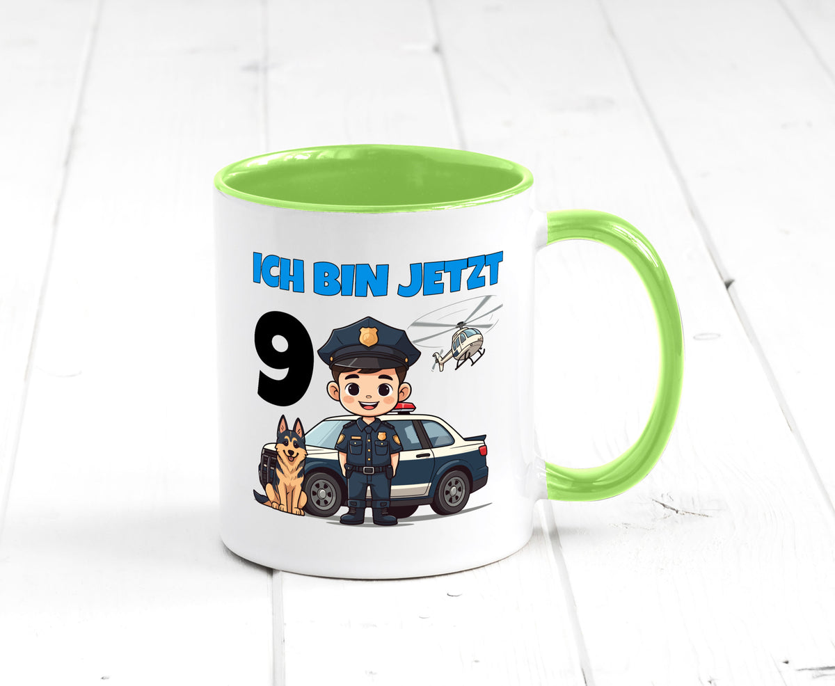 9. Geburtstag | 9 Jahre Polizei Kind Polizeiauto lustig Geschenkidee Geschenk Tasse