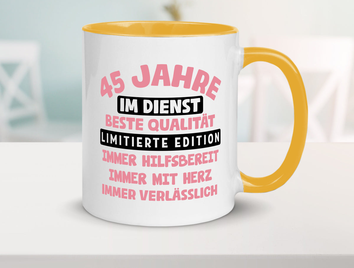 45 Jahre im Dienst | Jubiläum Arbeit v11 Geschenk Kollegen Büro lustiger Spruch Tasse