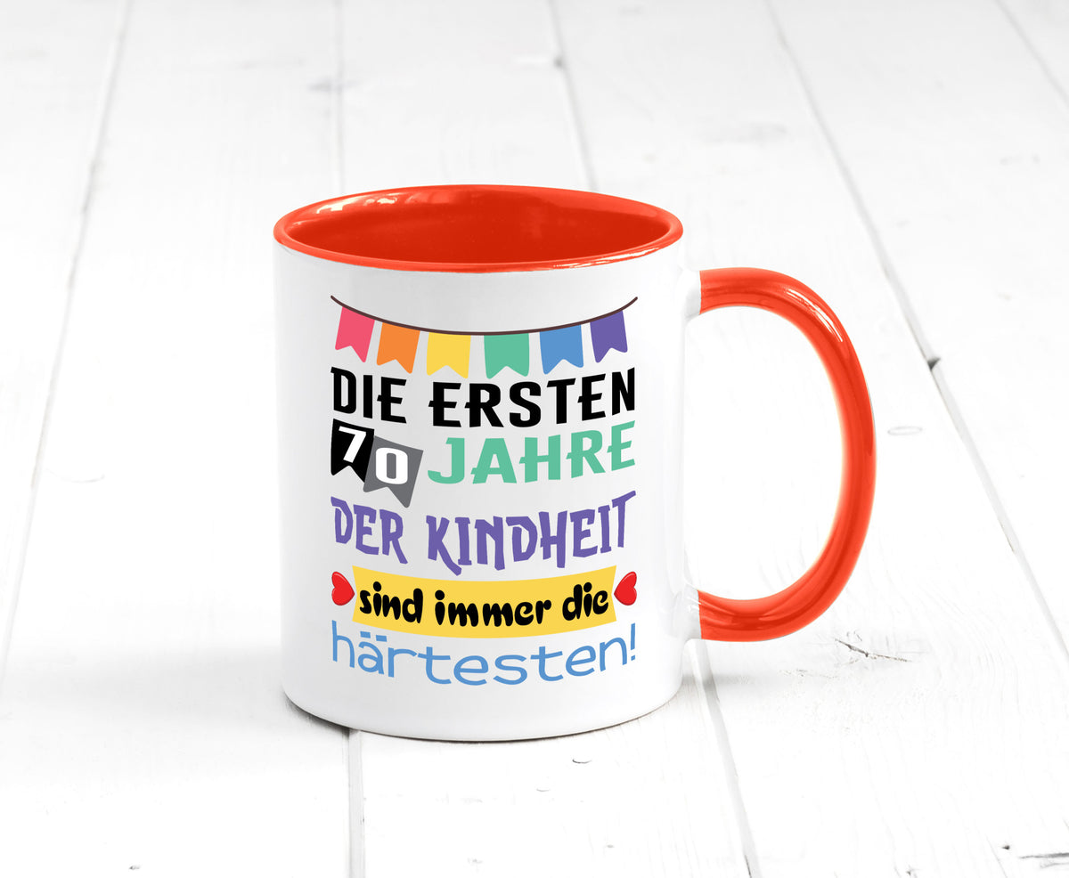 Die ersten 70 Jahre der Kindheit | 70. Geburtstag Rentner Humor Ruhestand Tasse