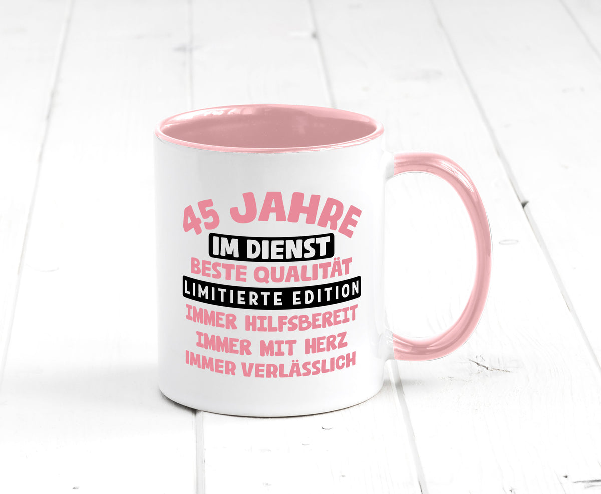 45 Jahre im Dienst | Jubiläum Arbeit v11 Geschenk Kollegen Büro lustiger Spruch Tasse