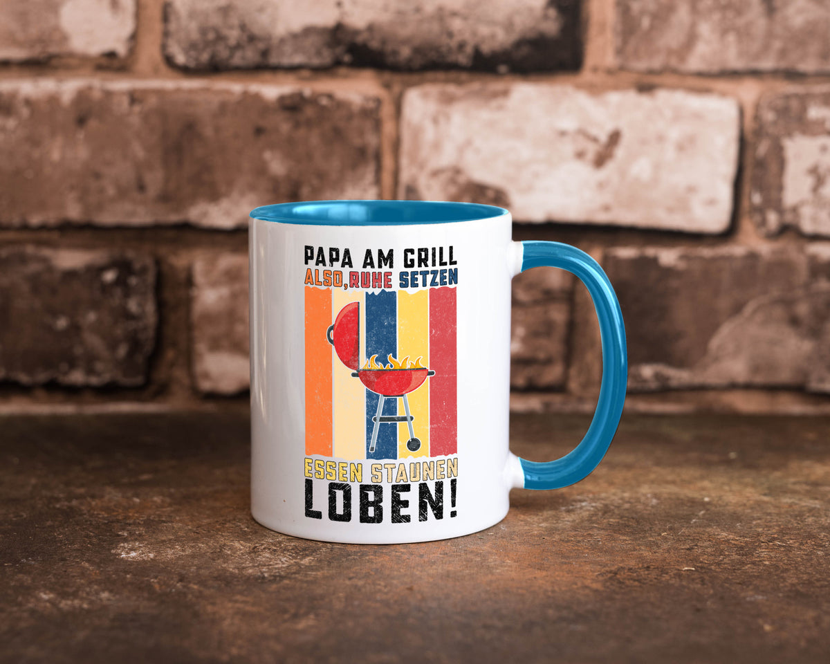 Papa am Grill | Grillmeister BBQ Grillabend v2 Geschenkidee Humor Tasse