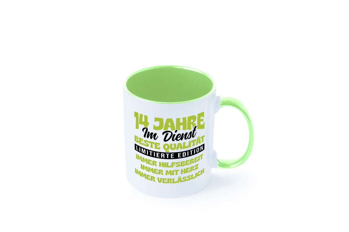 14 Jahre im Dienst | Jubiläum Arbeit v4 Geschenkidee Kollegen Büro Humor Tasse
