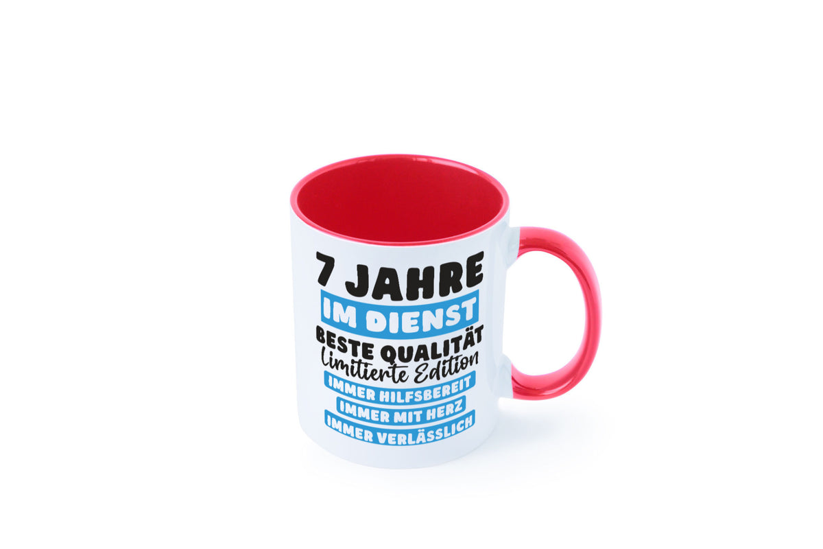 7 Jahre im Dienst | Jubiläum Arbeit v6 lustig Kollegen Büro Geschenk Tasse