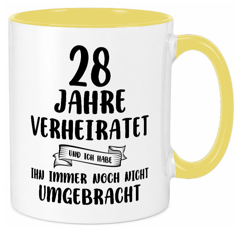 28 Jahre Verheiratet, immer noch am Leben! Geschenkidee Humor Tasse