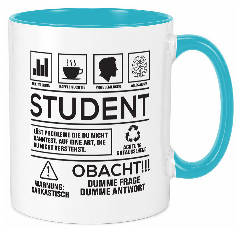Achtung Probleme Student | Universität Uni Studium lustiger Spruch Geschenk Tasse