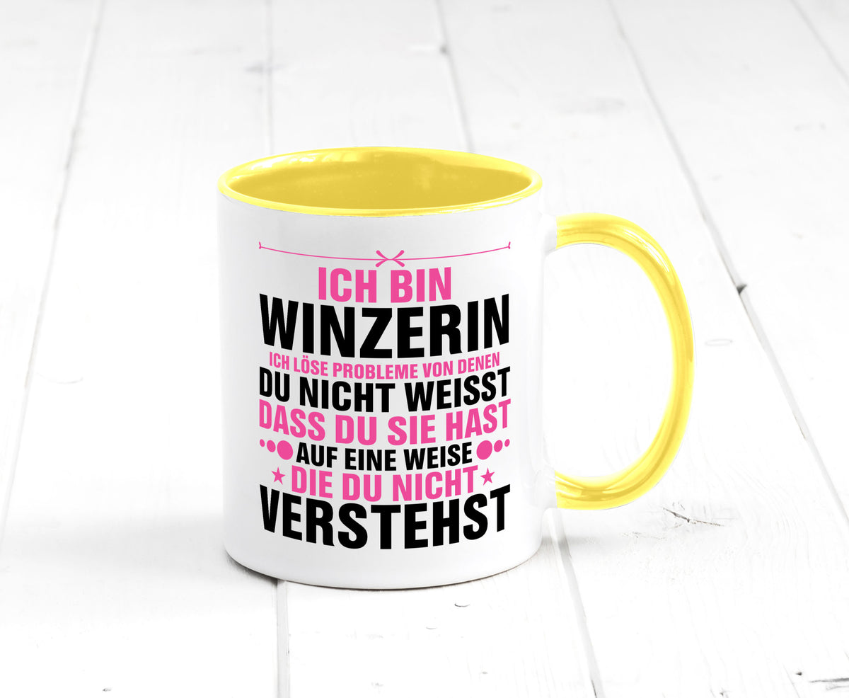 Löse Probleme: Winzerin | Weinbauer Wein Humor Geschenkidee Tasse
