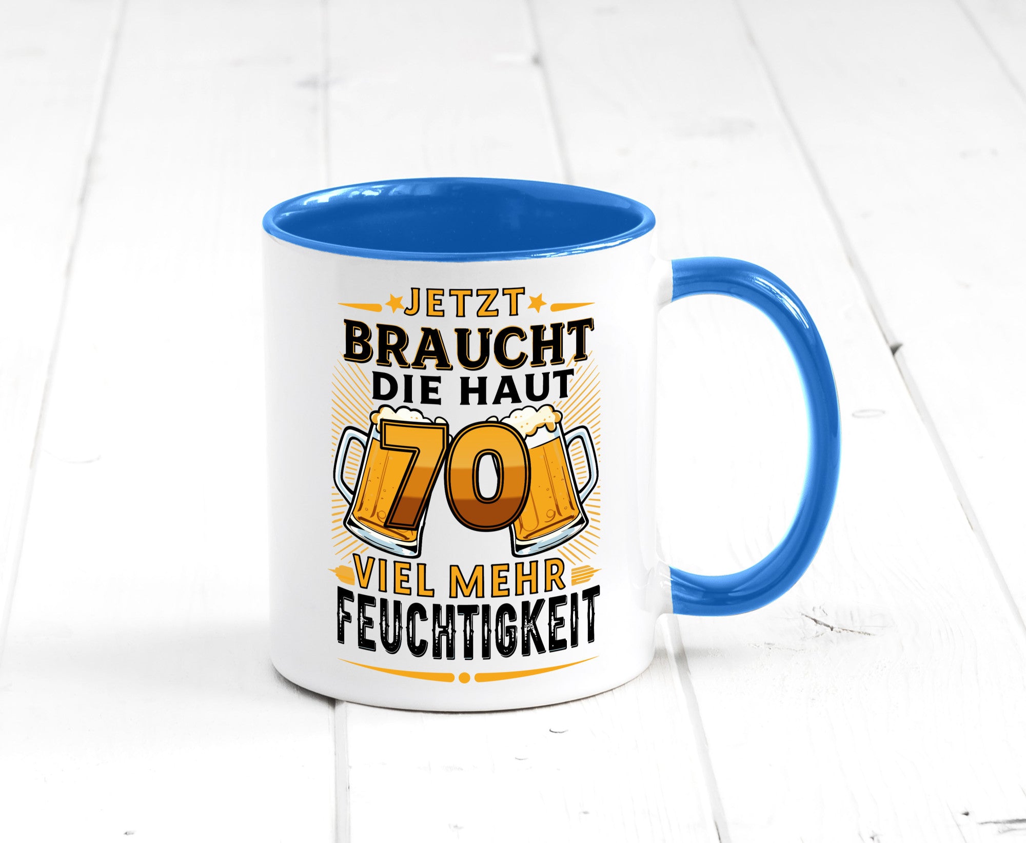70 braucht die haut mehr Feuchtigkeit | 70. Geburtstag Humor Geschenkidee Tasse