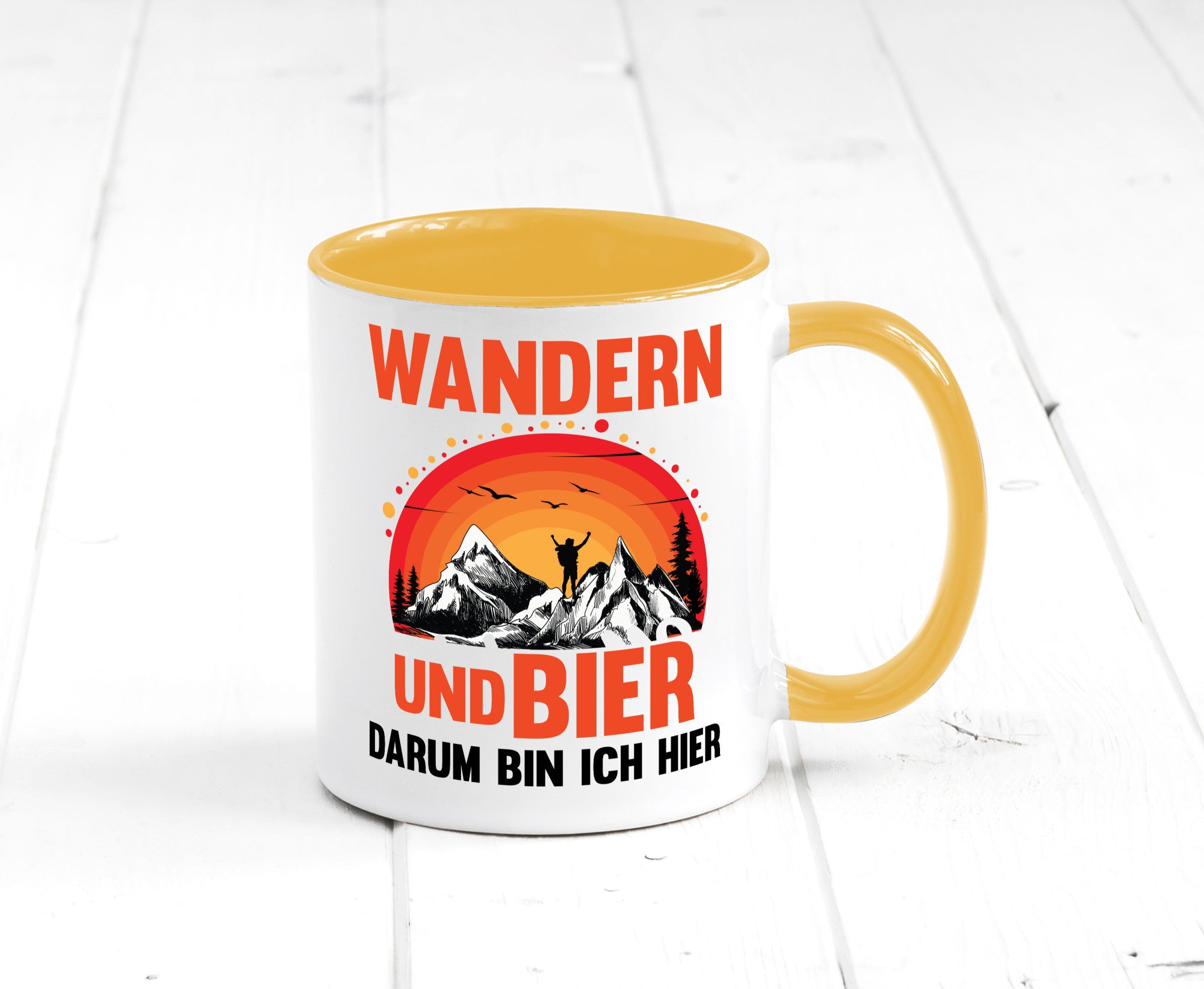 Wandern und Bier darum bin ich hier | lustiger Spruch Geschenk Humor