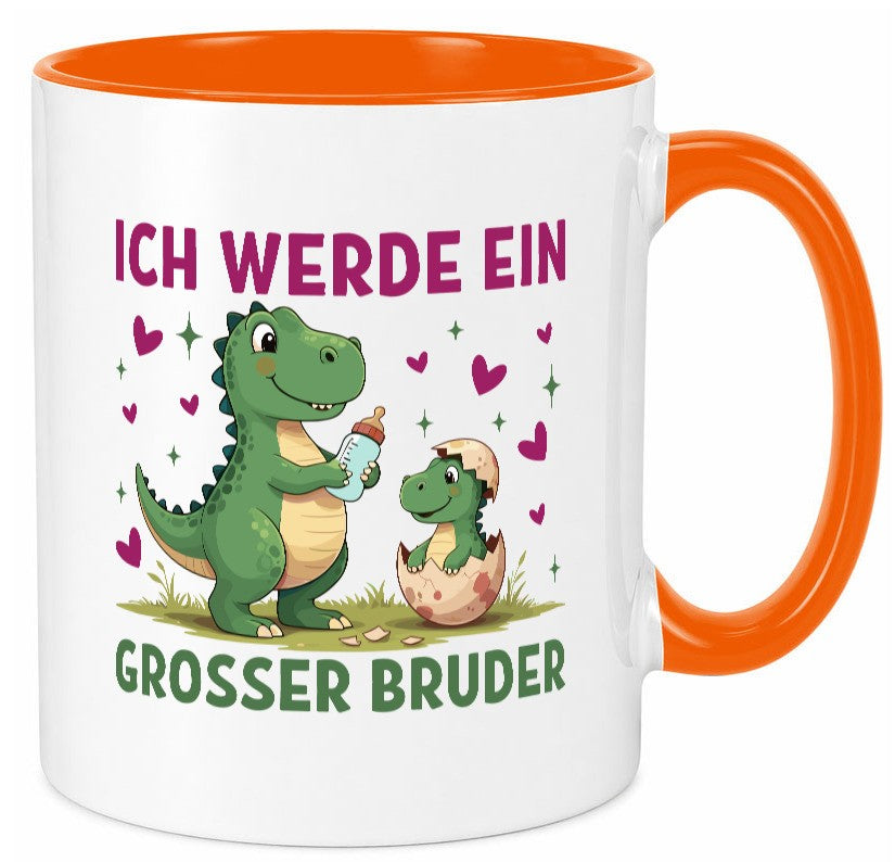 Ich werde ein Großer Bruder | Dino Dinosaurier lustiger Spruch Geschenk Humor Tasse
