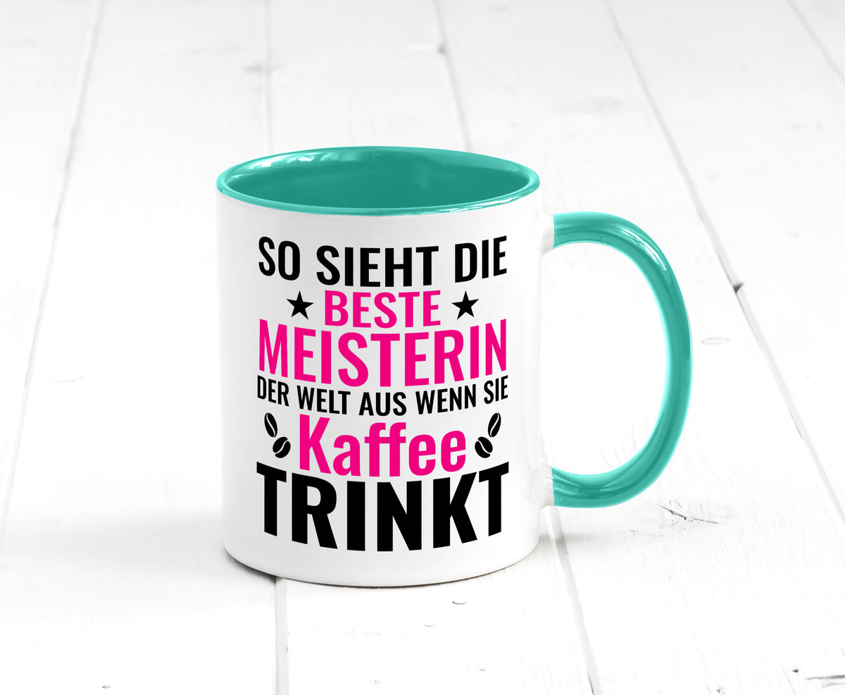 Kaffee trinkt: Meisterin | Meisterbrief Humor Geschenkidee Tasse