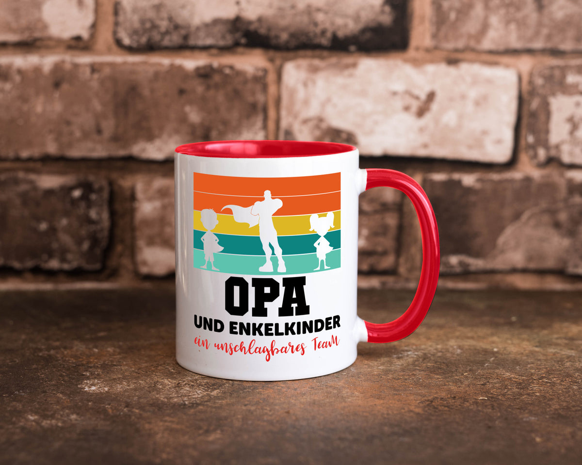 Opa und Enkelkinder ein unschlagbares Team Geschenkidee Familie Humor Tasse