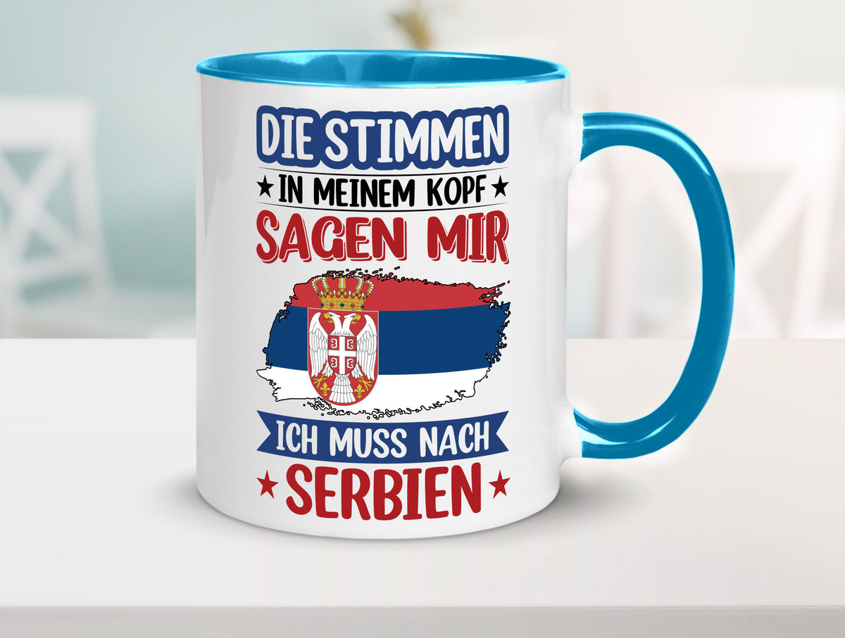 Serbien | Urlaub Stimmen in meinem Kopf Traumland v2 Geschenk Humor Tasse