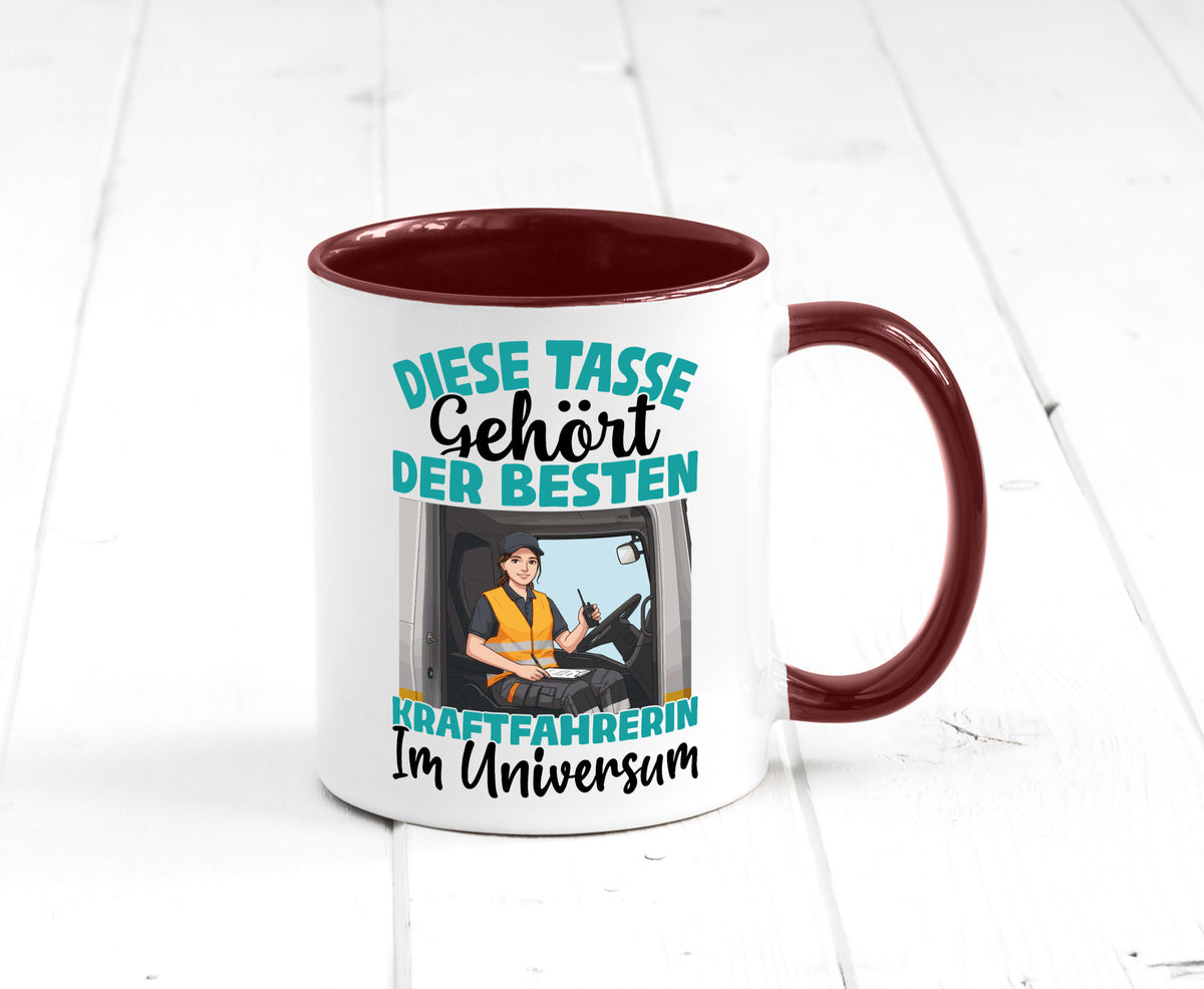 Im Universum: Kraftfahrerin | Lastwagen LKW lustig Humor Geschenkidee Geschenk Tasse