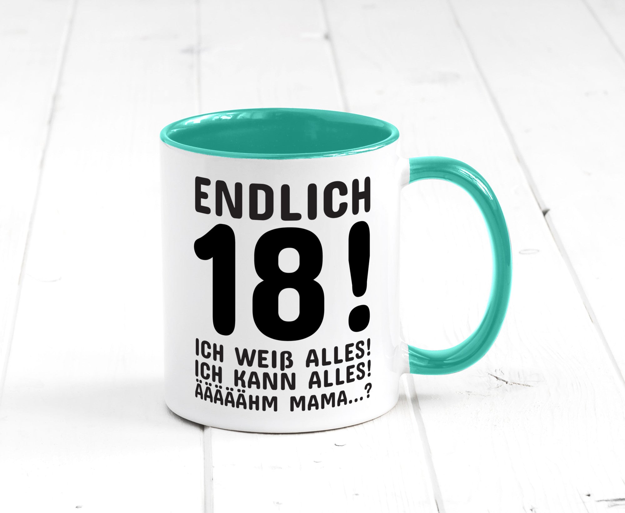 Endlich 18 | Geburtstag Tasse volljährig Erwachsen lustig Geschenkidee Geschenk