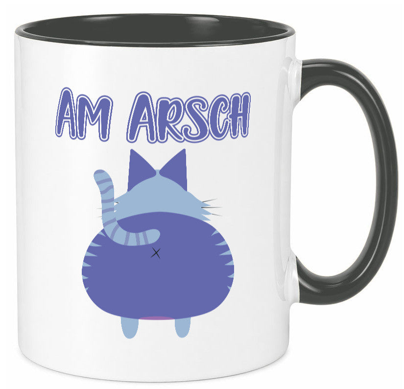 Am Arsch | Katzenmotiv Tasse Kollege Katzenbesitzer Geschenkidee Arbeit