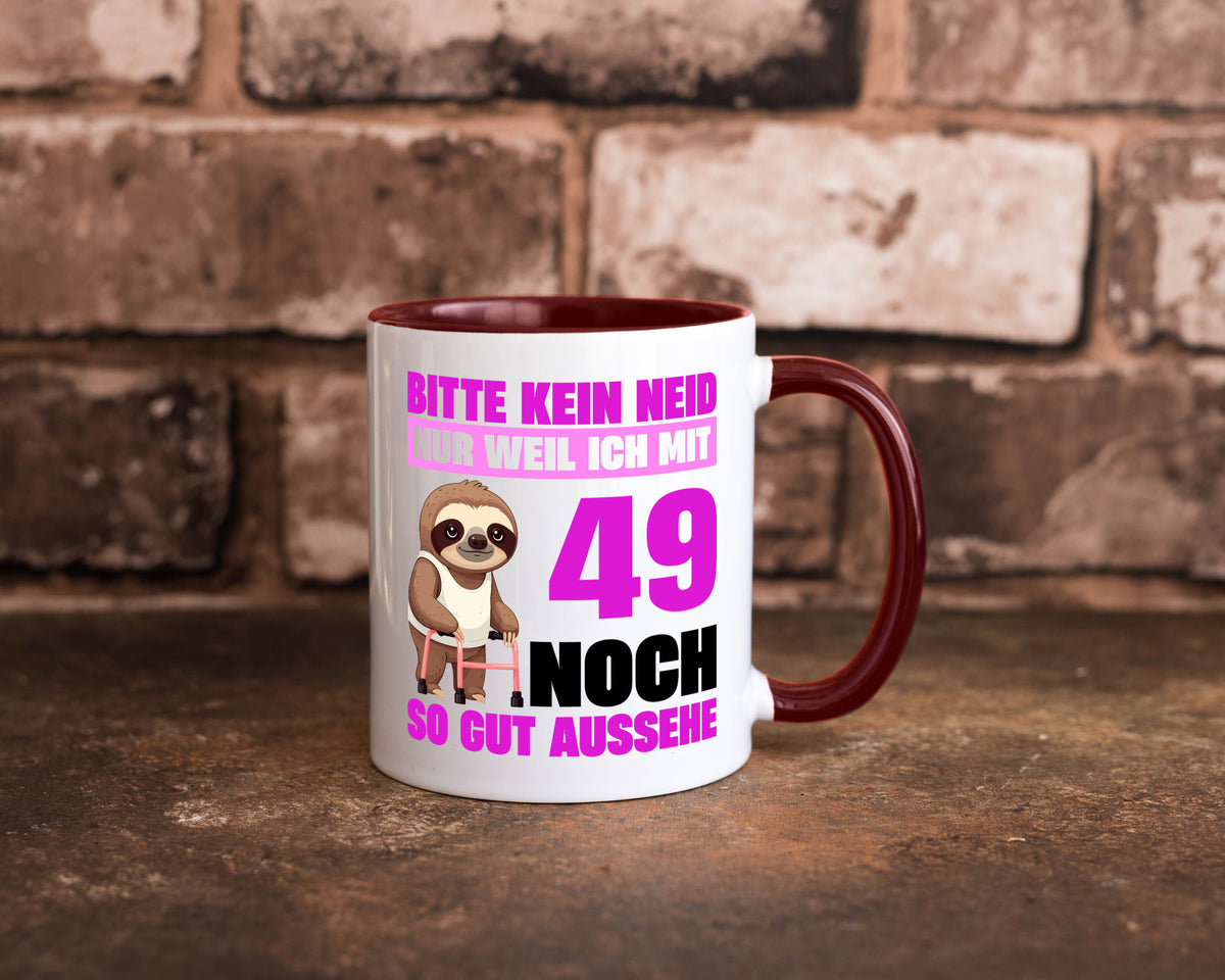 49. Geburtstag | Bitte kein neid Faultier 49 Jahre Humor Geschenkidee Tasse