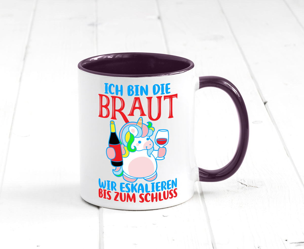 Junggesellinnenabschied | JGA Braut Einhorn Eskalation v2 lustig Humor Tasse