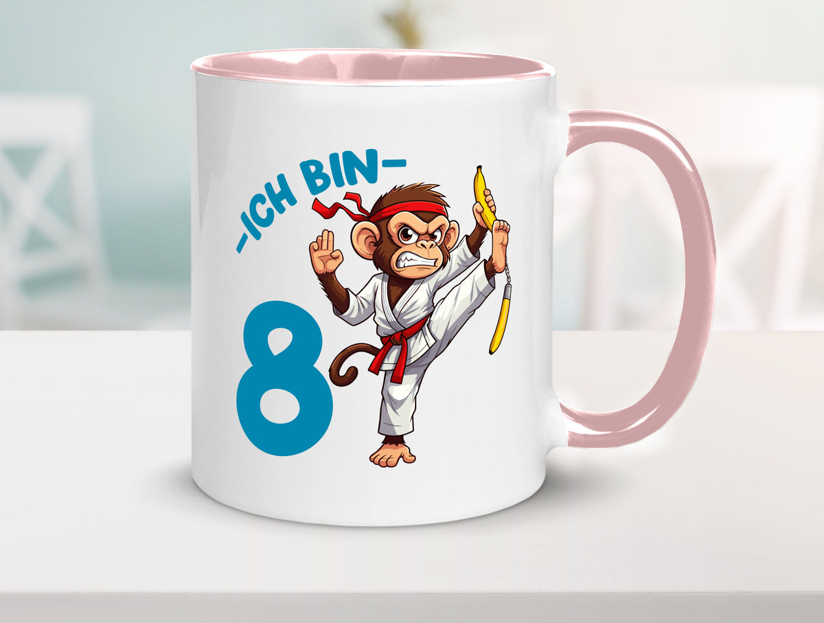 Ich bin 8 | 8. Geburtstag Karate Kampfsport Affe lustiger Spruch Geschenk Tasse