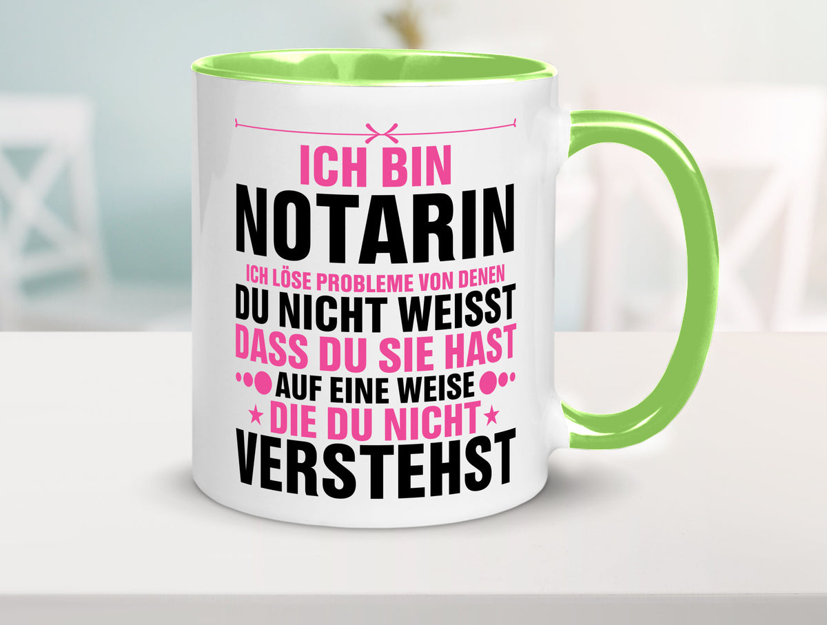 Löse Probleme: Notarin | Juristin v2 lustiger Spruch Geschenk Humor Tasse