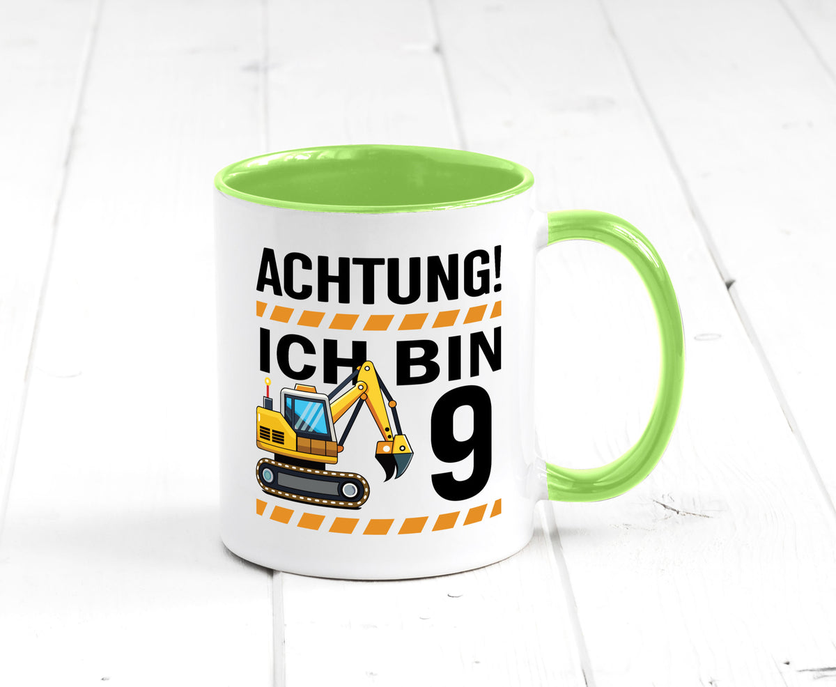 9 Geburtstag Ich bin | Bagger Junge lustiger Spruch Geschenk Geschenkidee Tasse