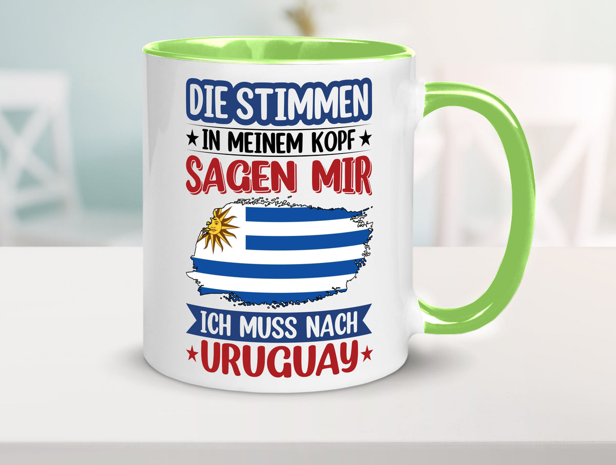 Uruguay | Urlaub Stimmen in meinem Kopf Traumland Geschenk Humor Geschenkidee Tasse