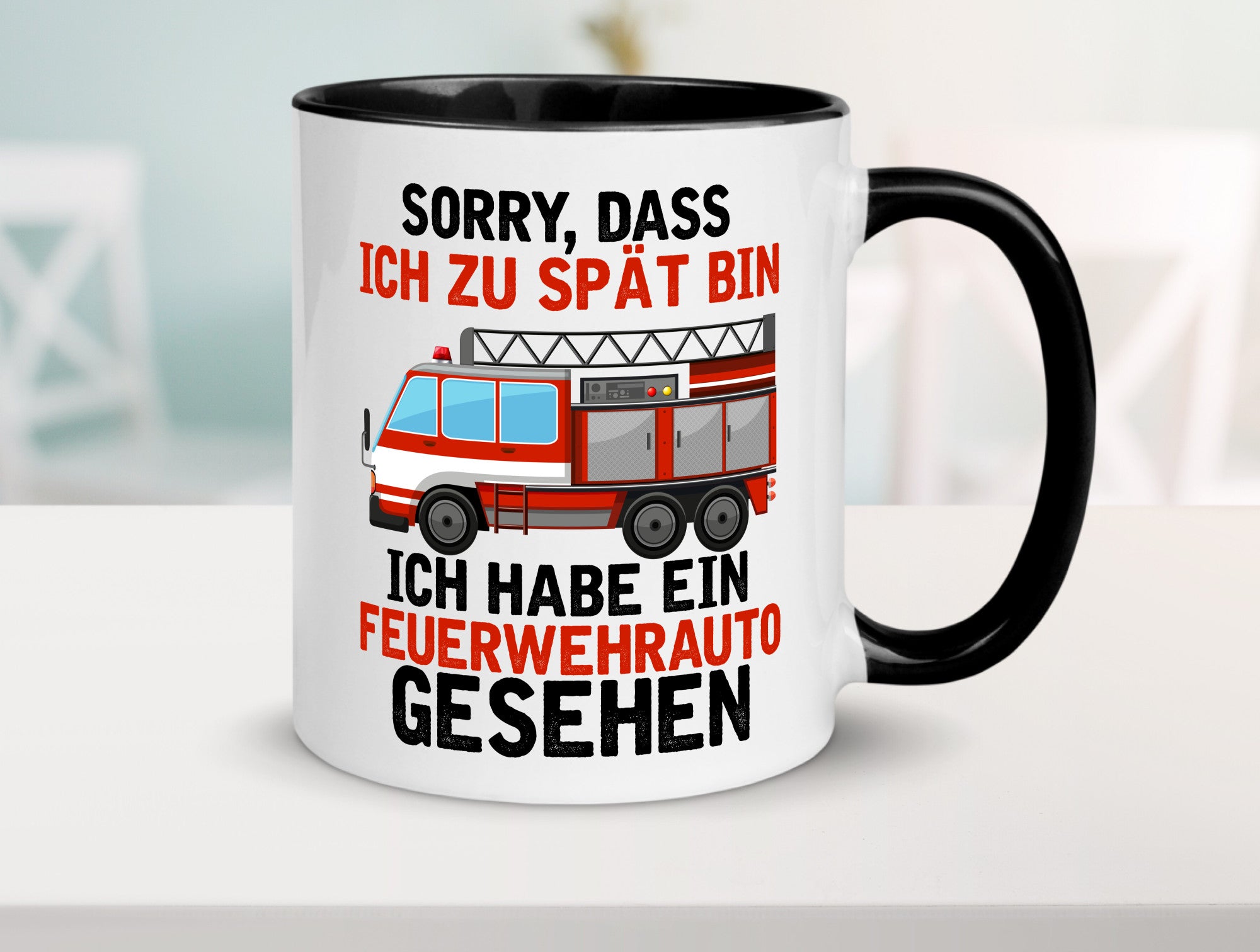 Ich hab ein feuerwehrauto gesehen | lustig Humor Geschenkidee Geschenk Tasse