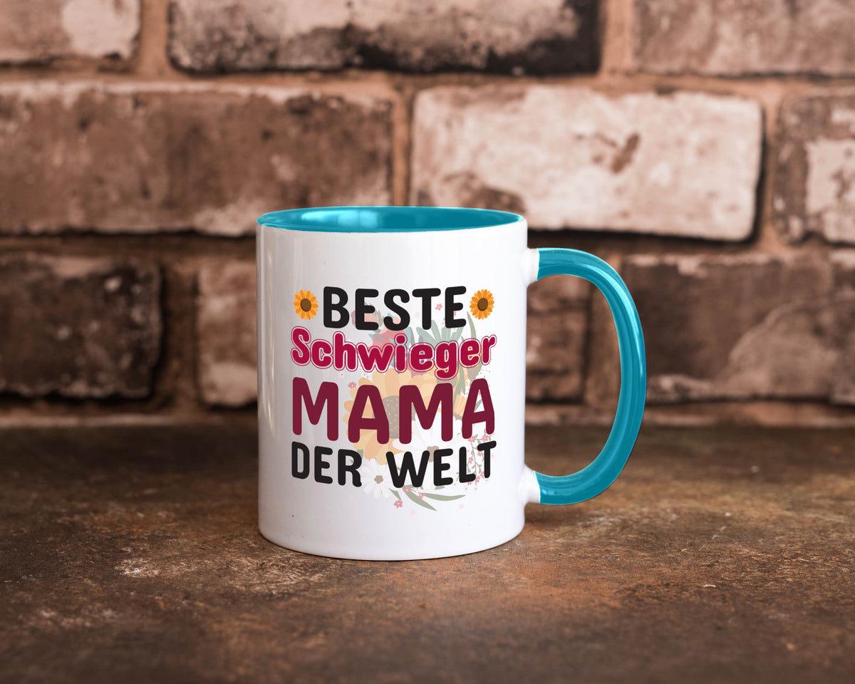 Beste Schwiegermama | Schwiegermutter Tasse Blumen Humor Familie Geschenkidee