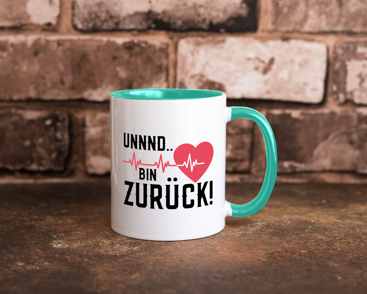 Bin zurück | Herzschlag Reanimation Puls Arzt Klinik Geschenk Humor Tasse