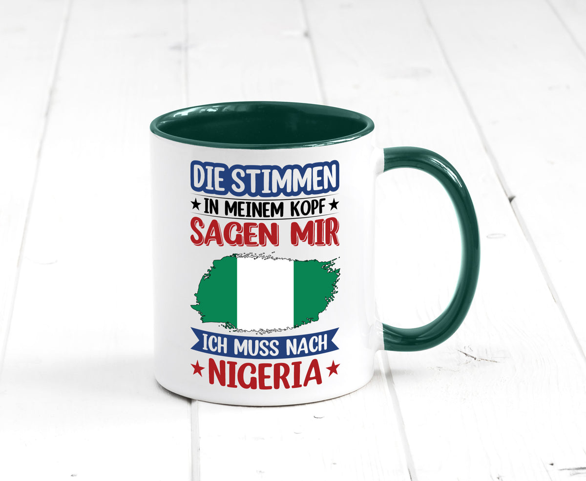 Nigeria | Urlaub Stimmen in meinem Kopf Traumland Geschenk Humor Geschenkidee Tasse