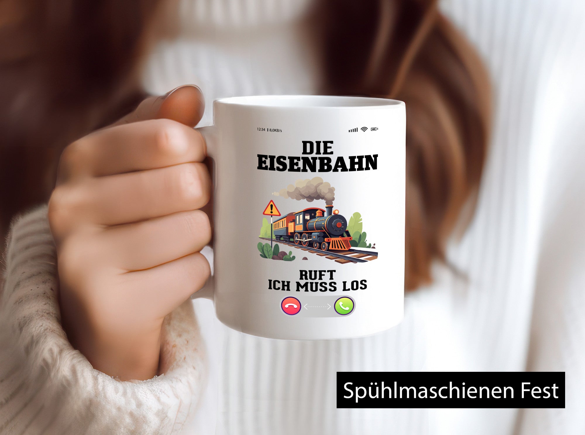 Die eisenbahn ruft an | Lockführer zug v2 Humor Geschenkidee Tasse