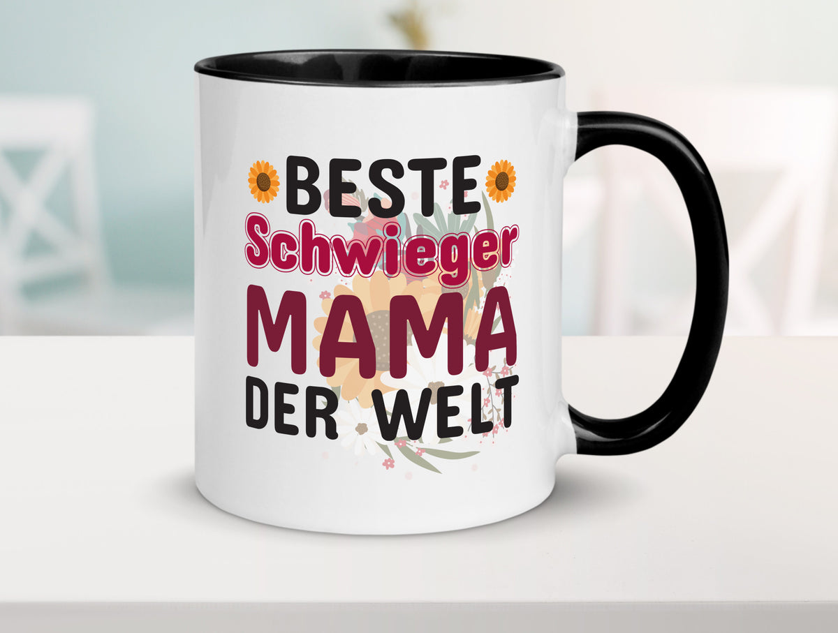 Beste Schwiegermama | Schwiegermutter Tasse Blumen Humor Familie Geschenkidee